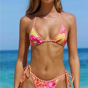 Tropical Floral Bikini Set - Pink and Yellow